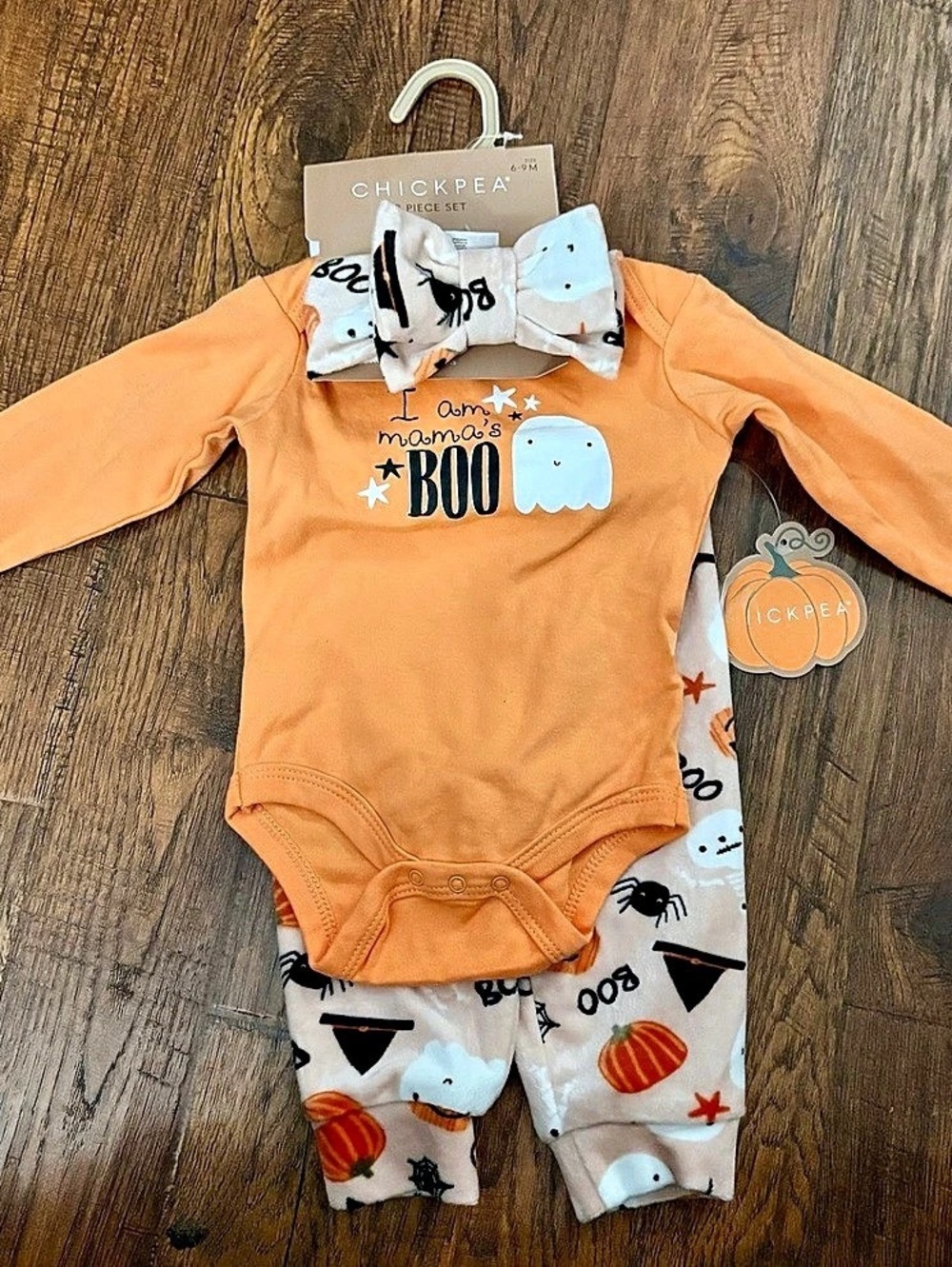 Chickpea 3-Piece Halloween Bodysuit Pants and Headband Set 6-9 months Mama’s Boo